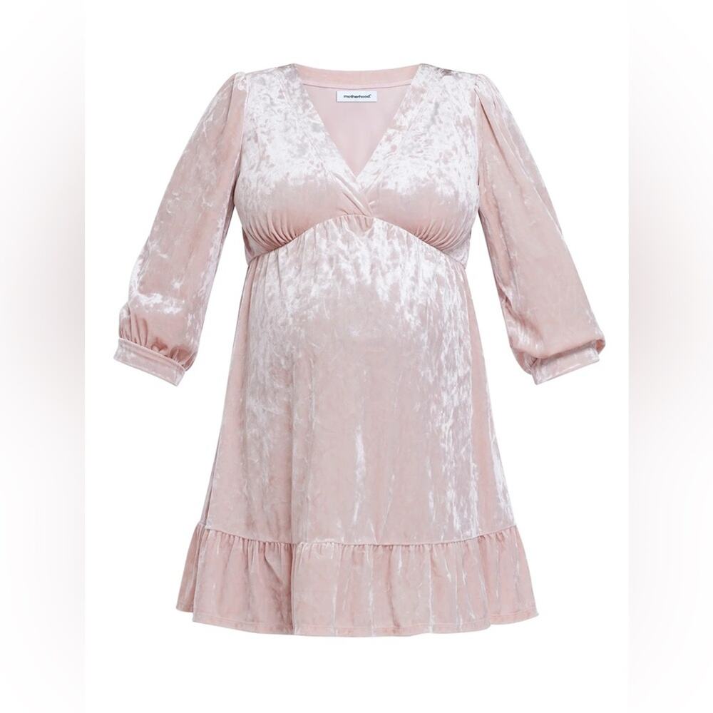 CLEARANCE Motherhood Pink Crushed Velvet Mini Dress Size L